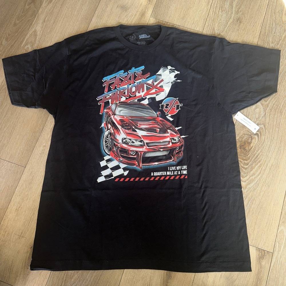 Fast & Furious Men's Short Sleeve Graphic Crew Neck Tee Black XX-Large NEW